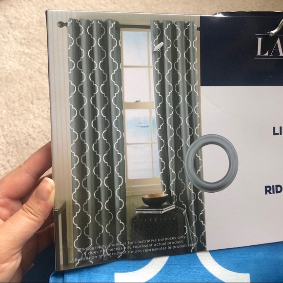 Lauren Taylor Blue Printed Curtain - Picture 8 of 8